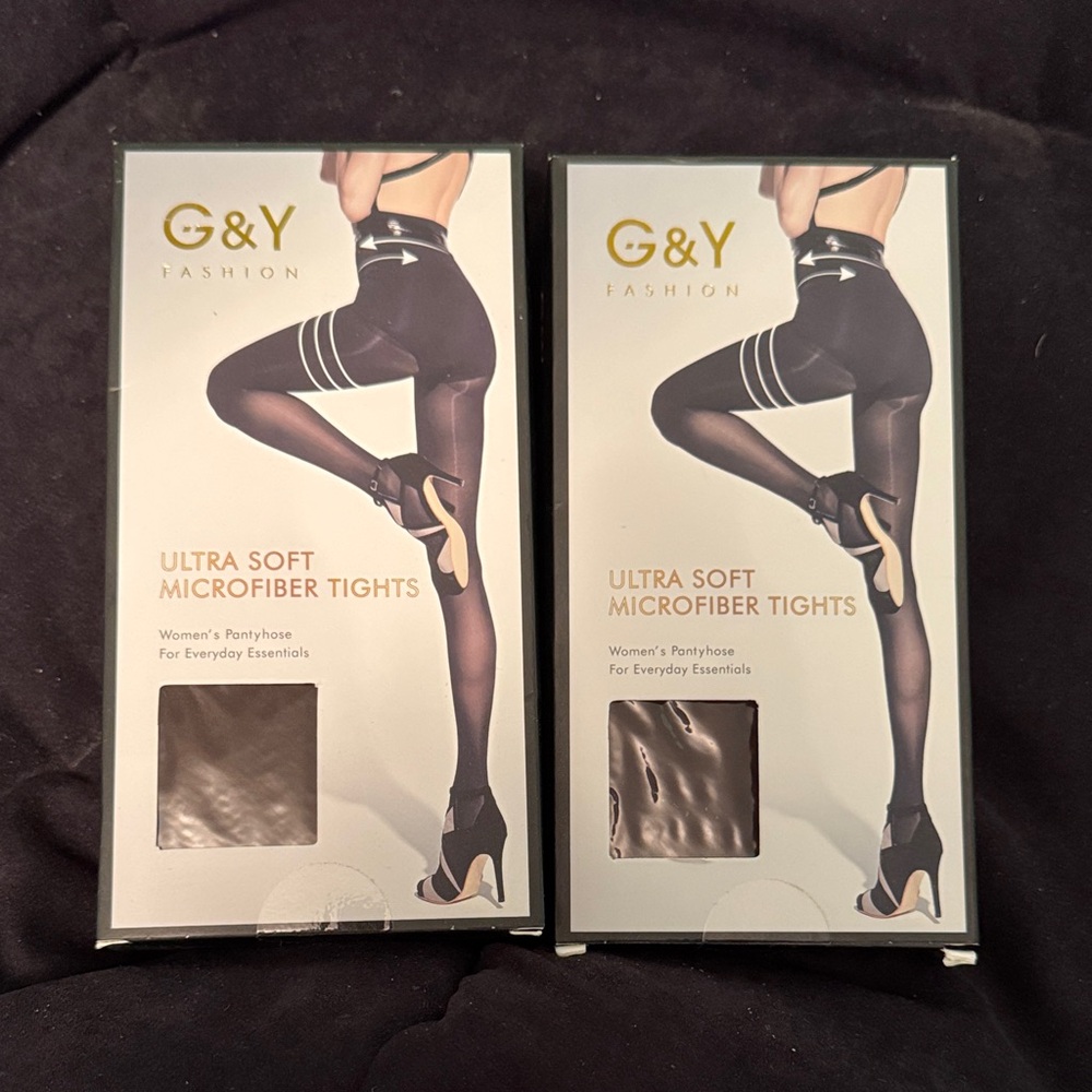 G&Y Ultra Soft Microfiber Tights 2prs Brown and Black